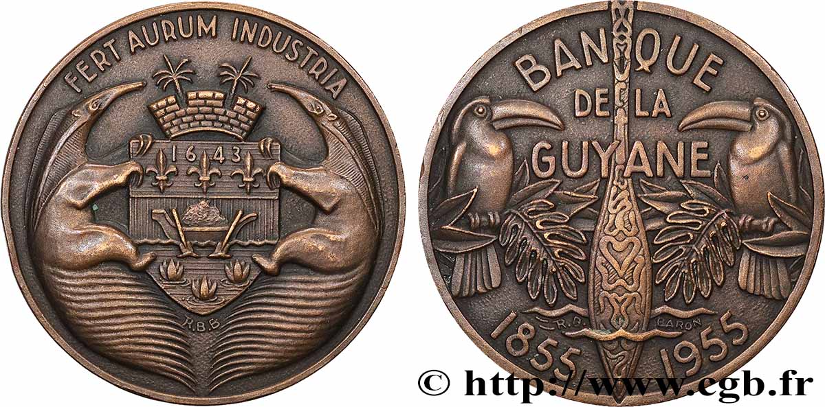 QUARTA REPUBBLICA FRANCESE Médaille, Centenaire de la Banque de la Guyane q.SPL