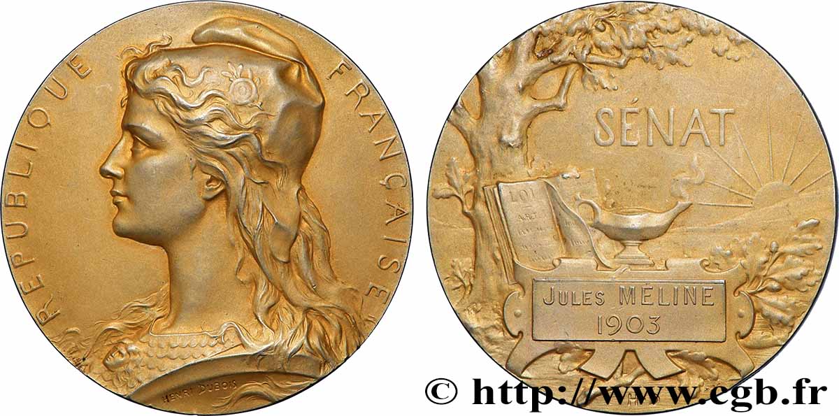 III REPUBLIC Médaille, Sénat, Jules Méline AU