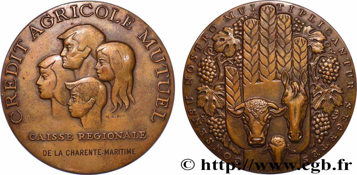 FUNFTE FRANZOSISCHE REPUBLIK Médaille, Crédit Agricole Mutuel, Caisse régionale de la Charente Maritime fVZ