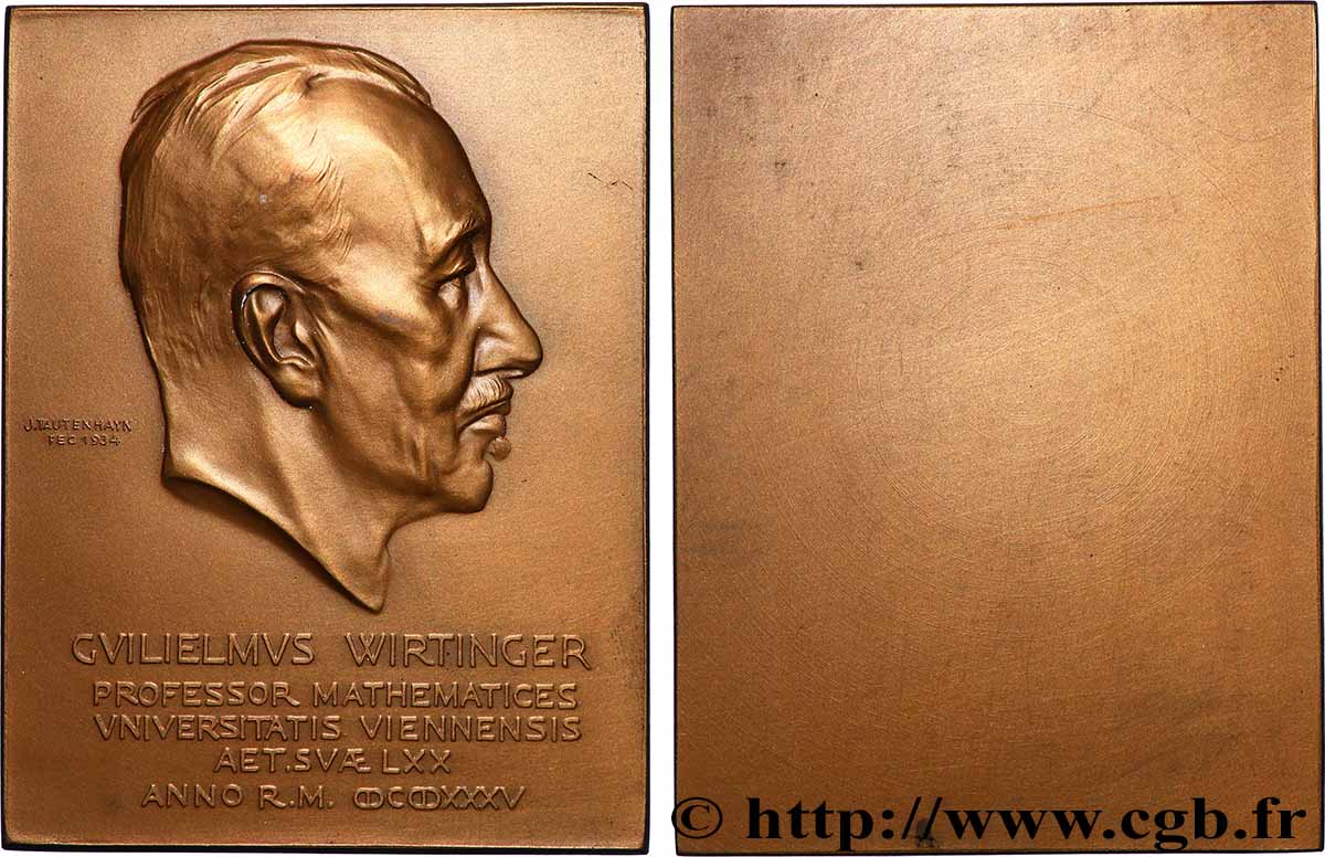 AUSTRIA Plaquette, Wilhelm Wirtinger AU
