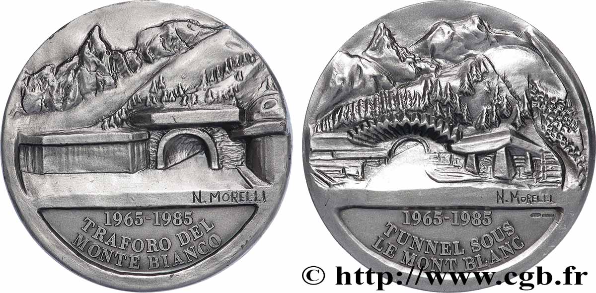 ITALIEN Médaille, Tunnel sous le Mont Blanc VZ