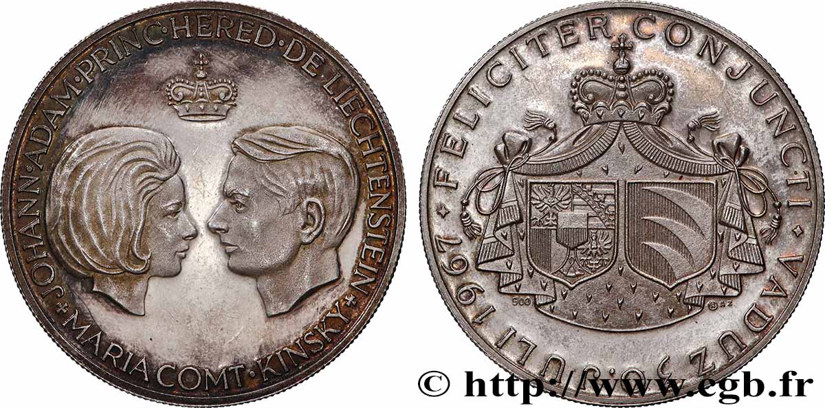 LIECHTENSTEIN - PRINCIPAUTÉ DE LIECHTENSTEIN - FRANÇOIS JOSEPH II Médaille, mariage du prince héréditaire TTB+