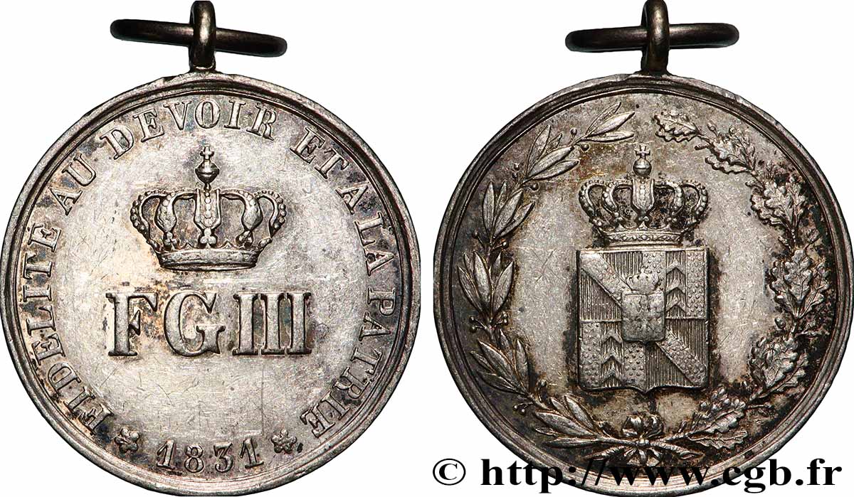 ALLEMAGNE - ROYAUME DE PRUSSE - FRÉDÉRIC-GUILLAUME III Médaille, Fidélité au devoir et à la Patrie TB+