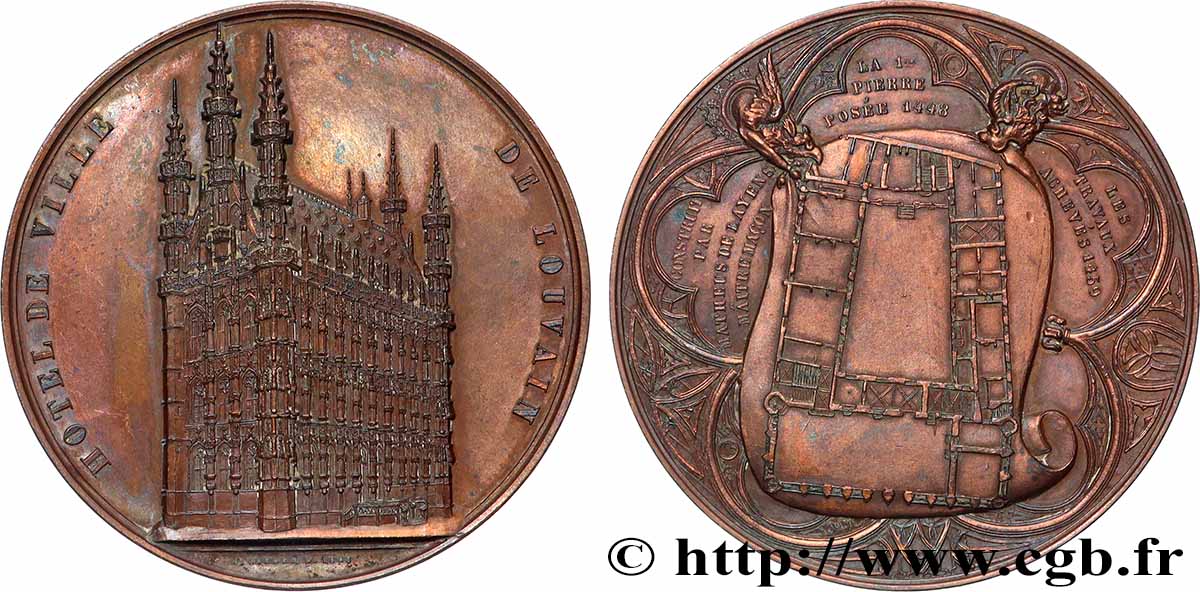 BELGIQUE - ROYAUME DE BELGIQUE - LÉOPOLD Ier Médaille, Hôtel de Ville de Louvain fVZ