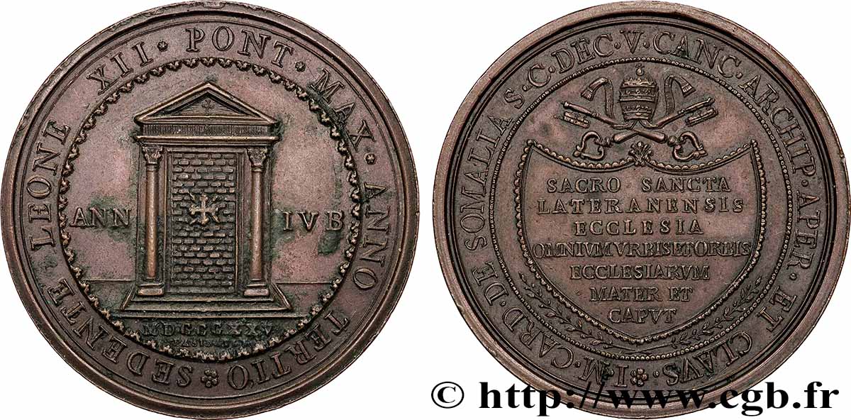 ITALIEN - KIRCHENSTAAT - LEO XII. (Annibale Sermattei della Genga) Médaille, Ouverture et fermeture de la Porte Sainte de la basilique du Latran fVZ