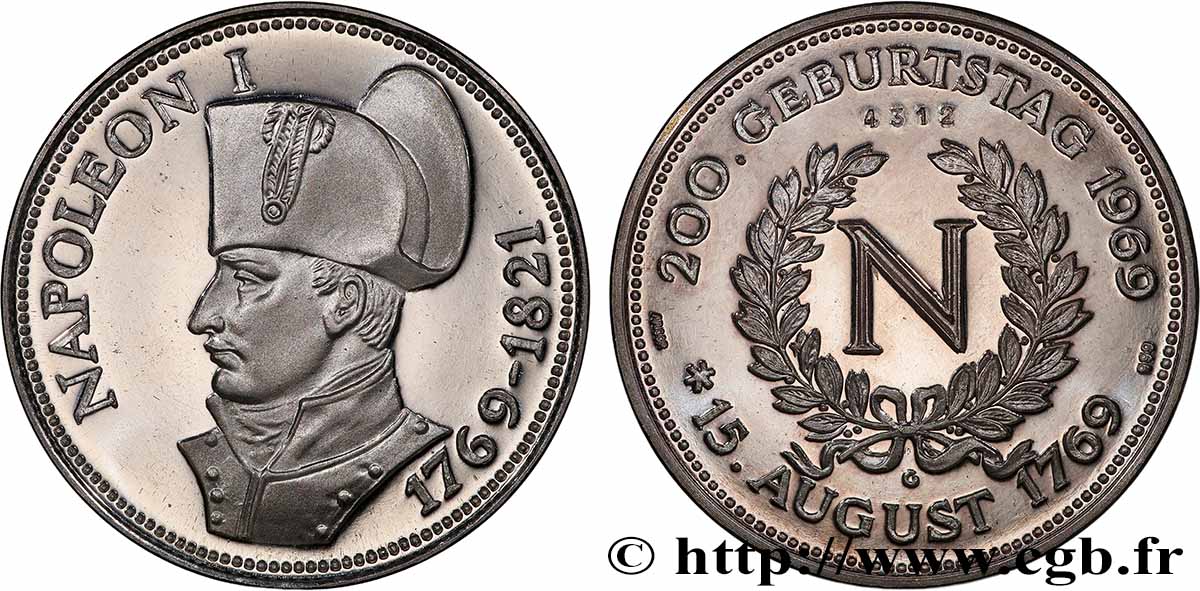 GERMANY Médaille, 200e anniversaire de la naissance de Napoléon Ier AU
