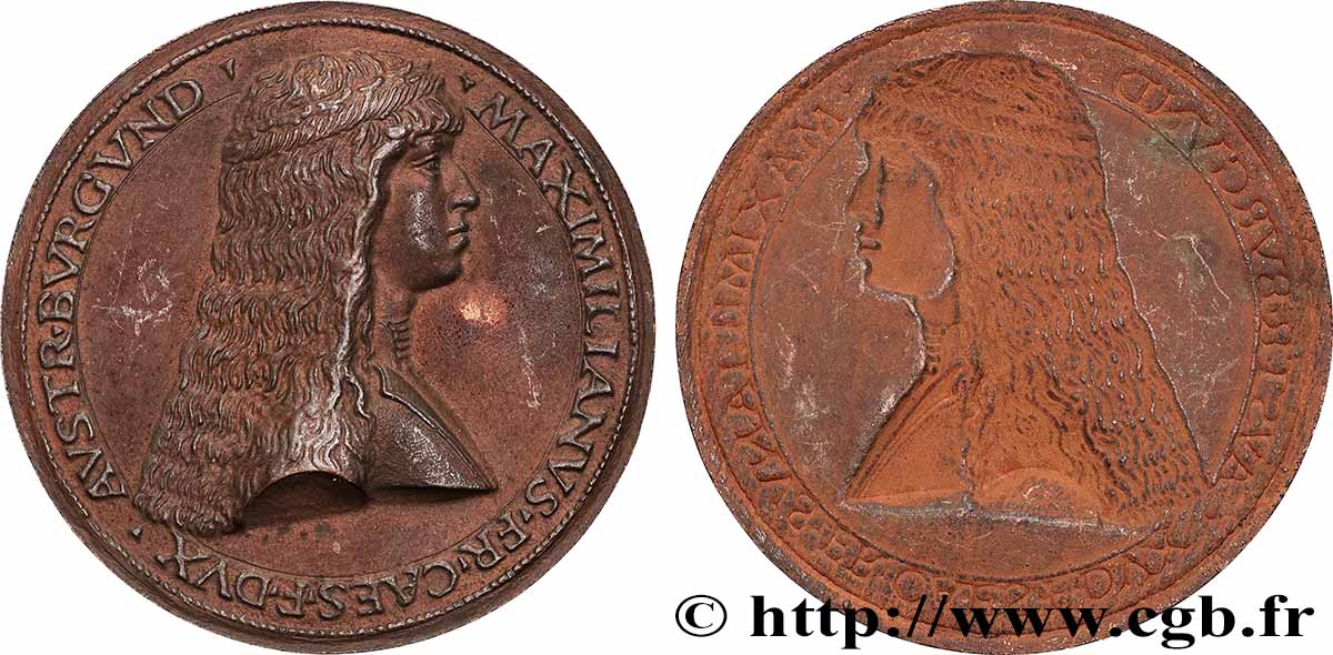 AUTRICHE - STYRIE - MAXIMILIEN Ier Médaille, Mariage de Maximilien d’Autriche et de Marie de Bourgogne, galvanoplastie, uniface SS