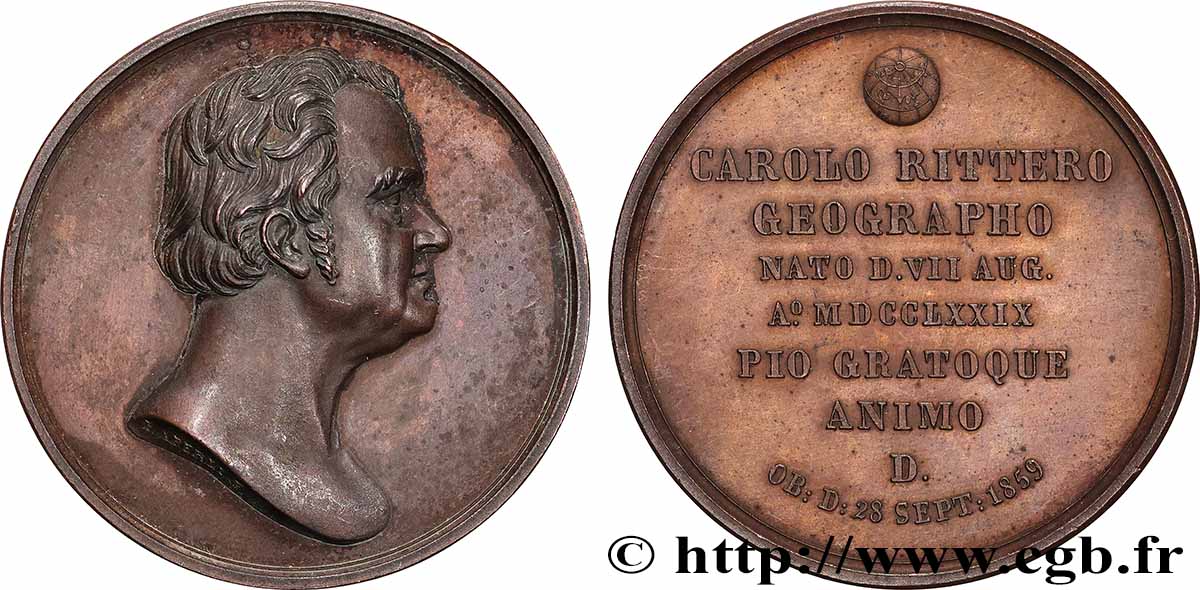 ALLEMAGNE - ROYAUME DE PRUSSE - FRÉDÉRIC-GUILLAUME IV Médaille, Carl Ritter TTB