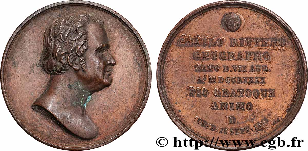 ALLEMAGNE - ROYAUME DE PRUSSE - FRÉDÉRIC-GUILLAUME IV Médaille, Carl Ritter TTB