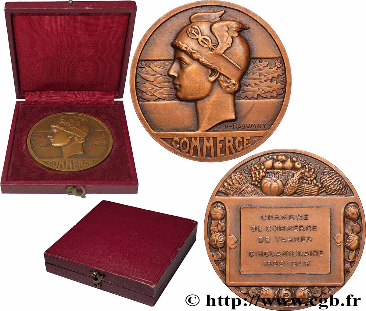 IV REPUBLIC Médaille, COMMERCE, Cinquantenaire de la chambre de commerce AU