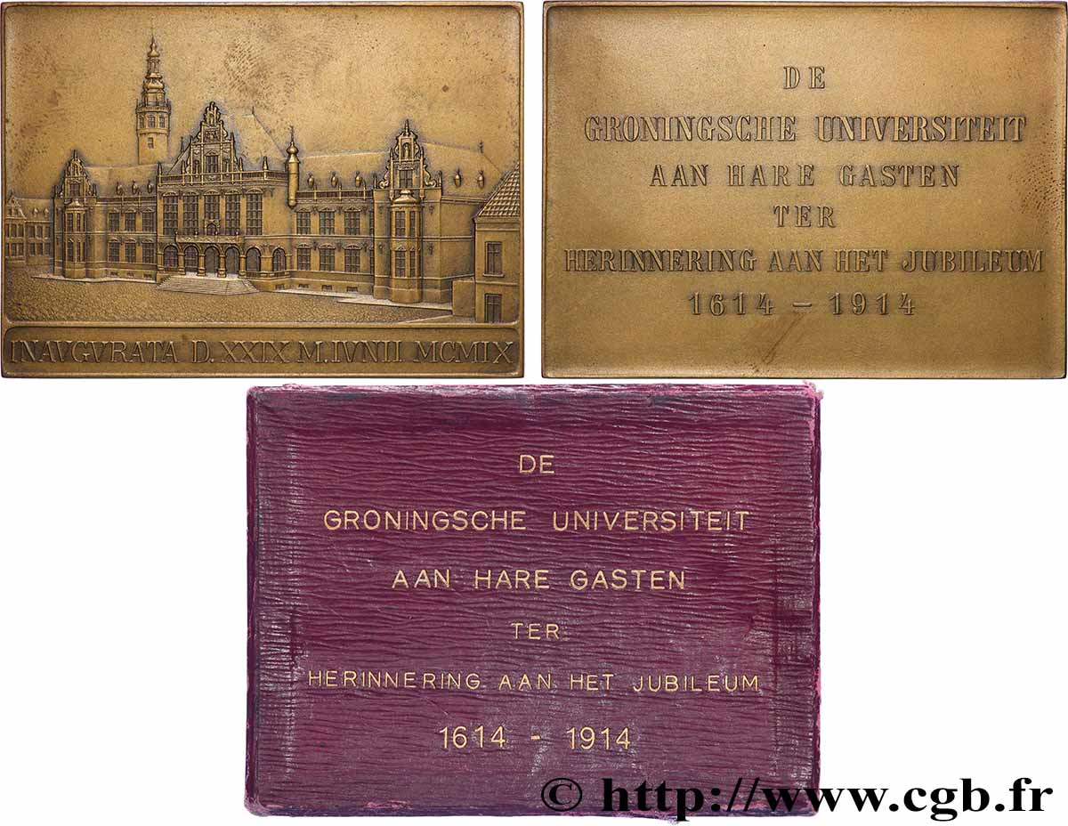 PAYS-BAS Plaquette, 300e anniversaire de l’Université de Groningue TTB+
