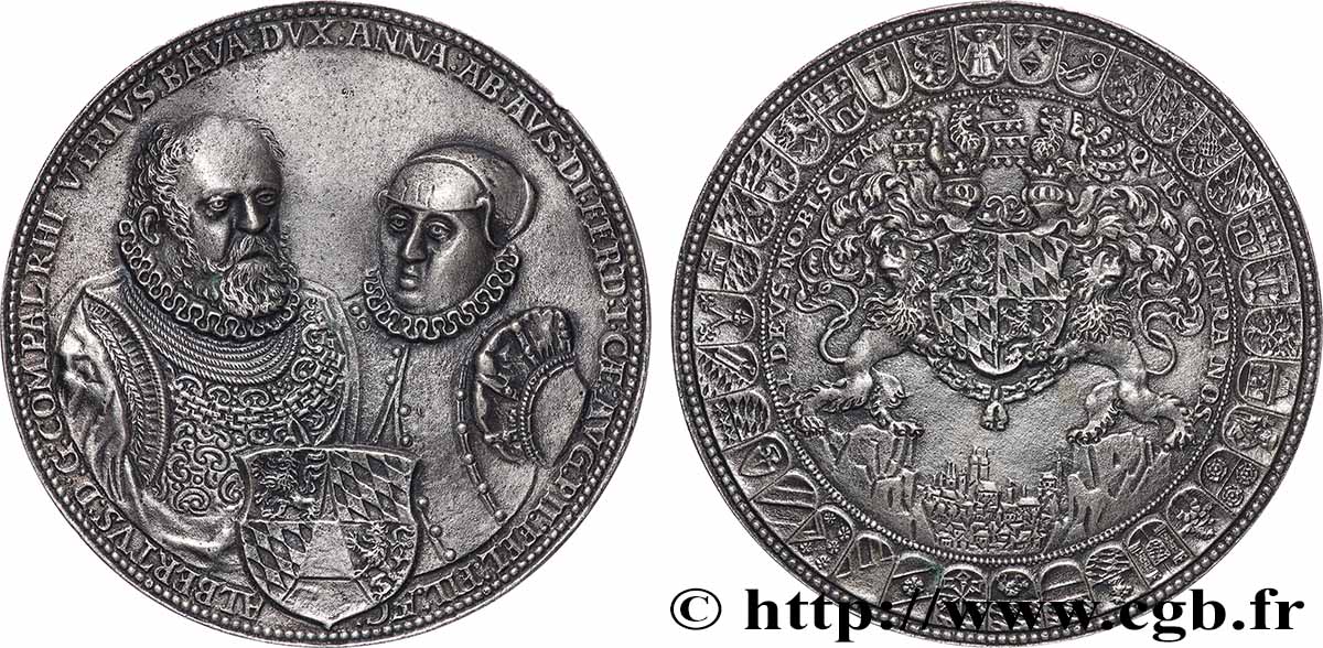 DEUTSCHLAND - HERZOGST VON BAYERN - ALBRECHT V Fonte postérieure, Albert V de Bavière et Anne d’Autriche fVZ