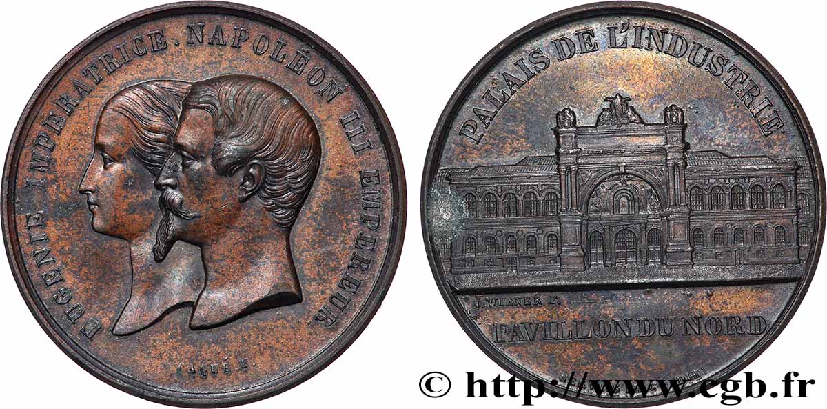 SECOND EMPIRE Médaille, Palais de l’Industrie, pavillon du nord TTB