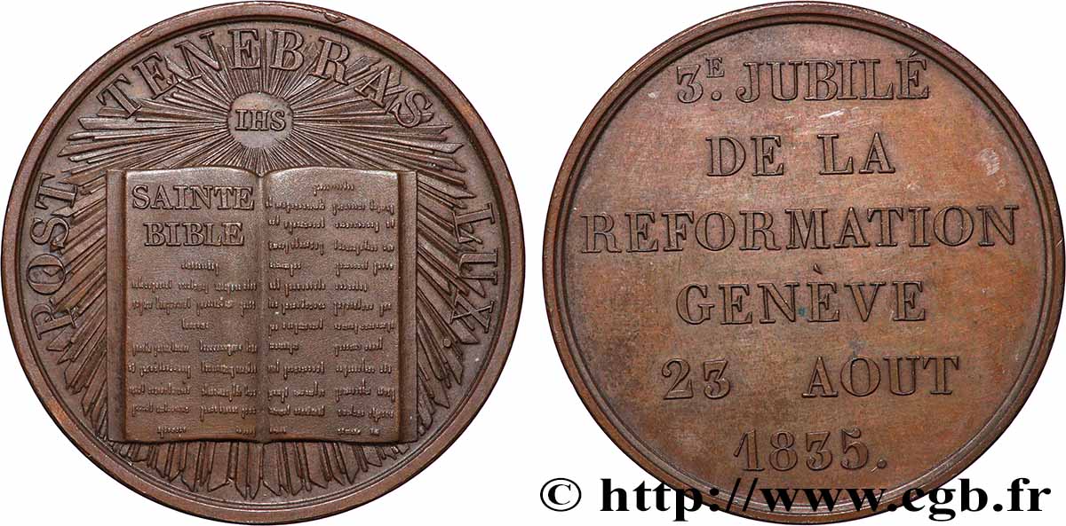 SWITZERLAND - HELVETIC CONFEDERATION Médaille, 350e anniversaire de la réformation AU