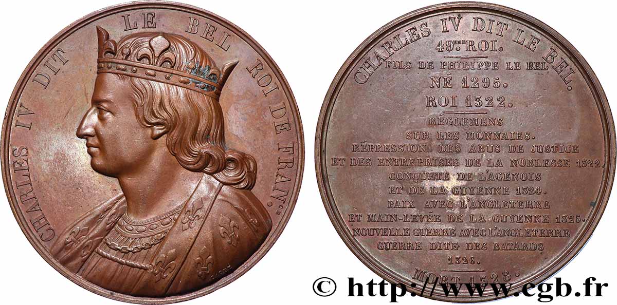 LOUIS-PHILIPPE I Médaille du roi Charles IV le Bel AU