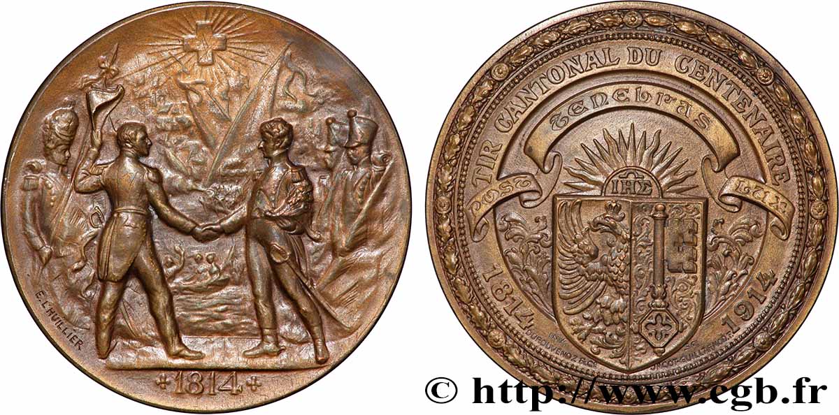 SWITZERLAND - HELVETIC CONFEDERATION Médaille, Tir cantonal du centenaire AU