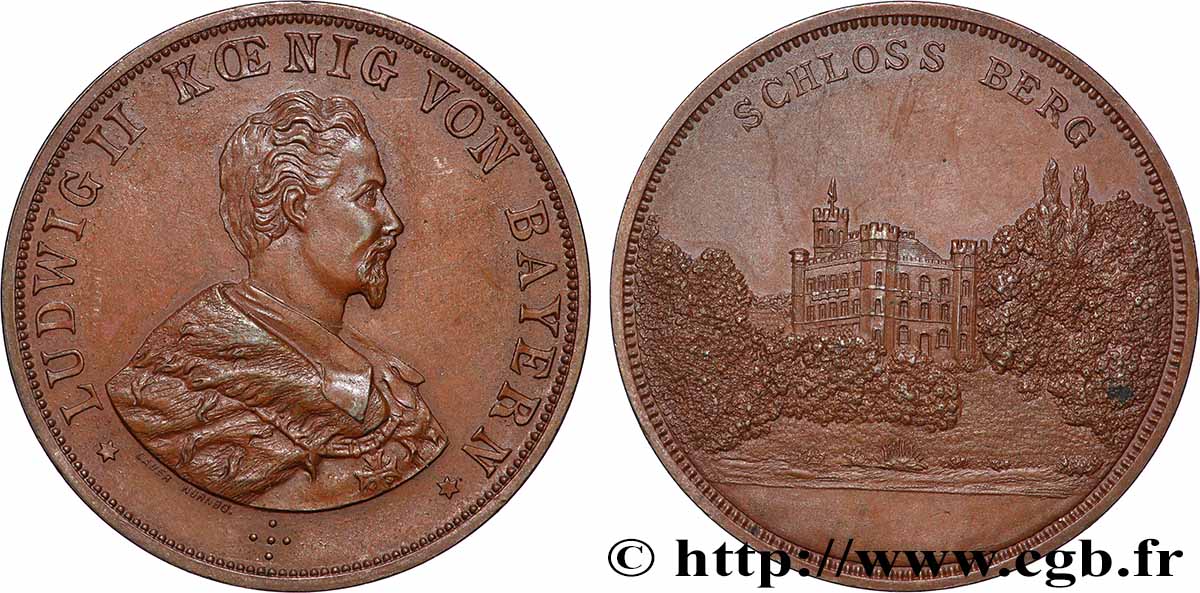 ALLEMAGNE - ROYAUME DE BAVIÈRE - LOUIS II Médaille, Château de Berg SUP