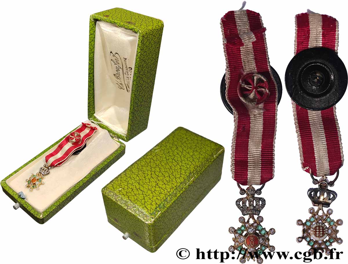 MONACO Médaille, Ordre de Saint-Charles, Officier, Miniature AU