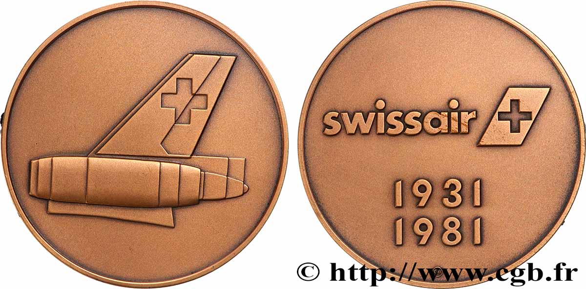 SVIZZERA Médaille, Cinquantenaire de Swissair SPL