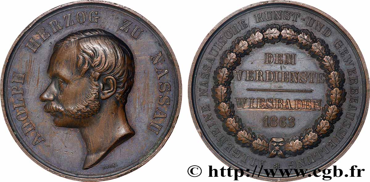 LUXEMBOURG - GROSSHERZOGRUM LUXEMBURG -ADOLF VON NASSAU Médaille, Exposition générale des arts et du commerce de Nassau SS