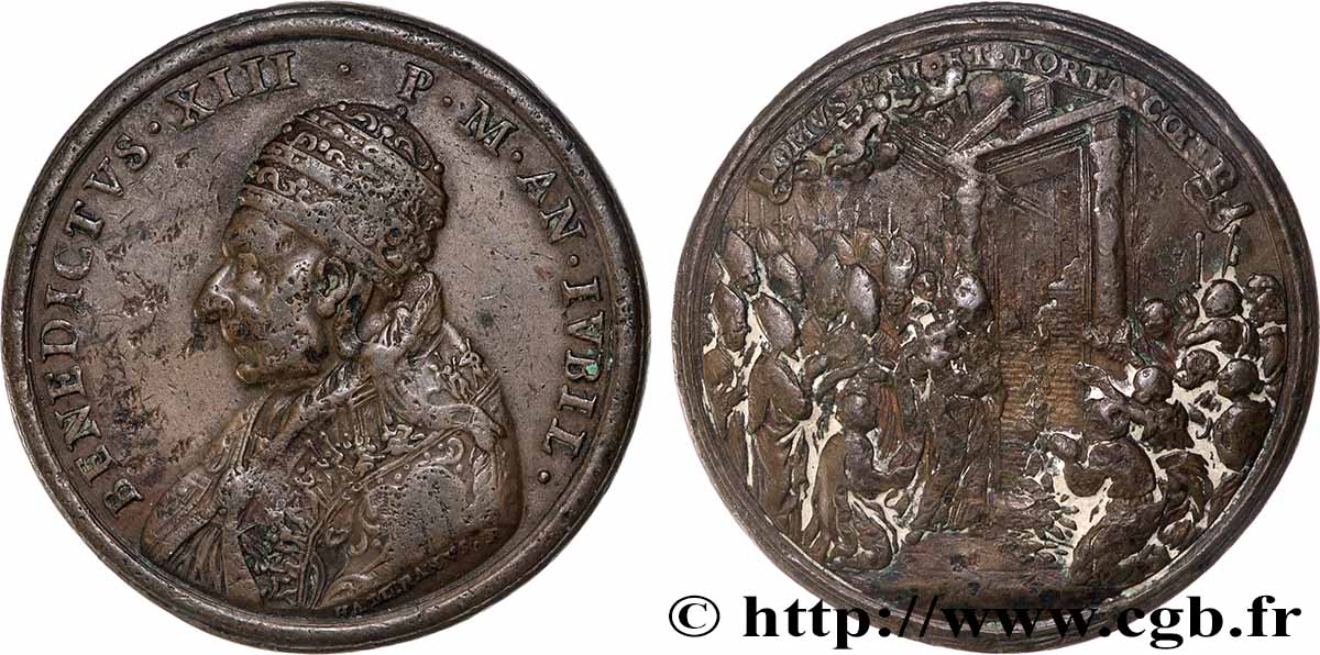 ITALY - PAPAL STATES - BENEDICT XIII (Pietro Francesco Orsini) Médaille, Benoît XIII, Ouverture de la Porte Sainte VF