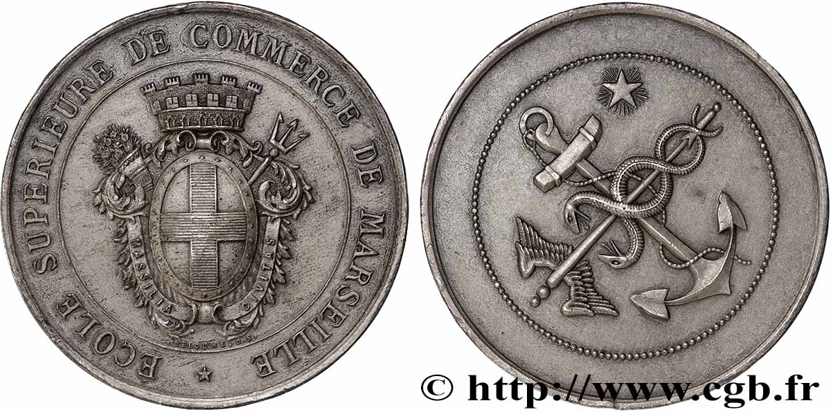 III REPUBLIC Médaille, École supérieure de commerce de Marseille AU