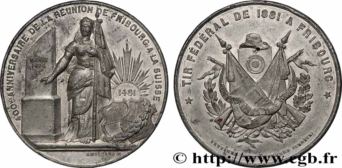 SUISSE Médaille, Tir fédéral de Fribourg TTB