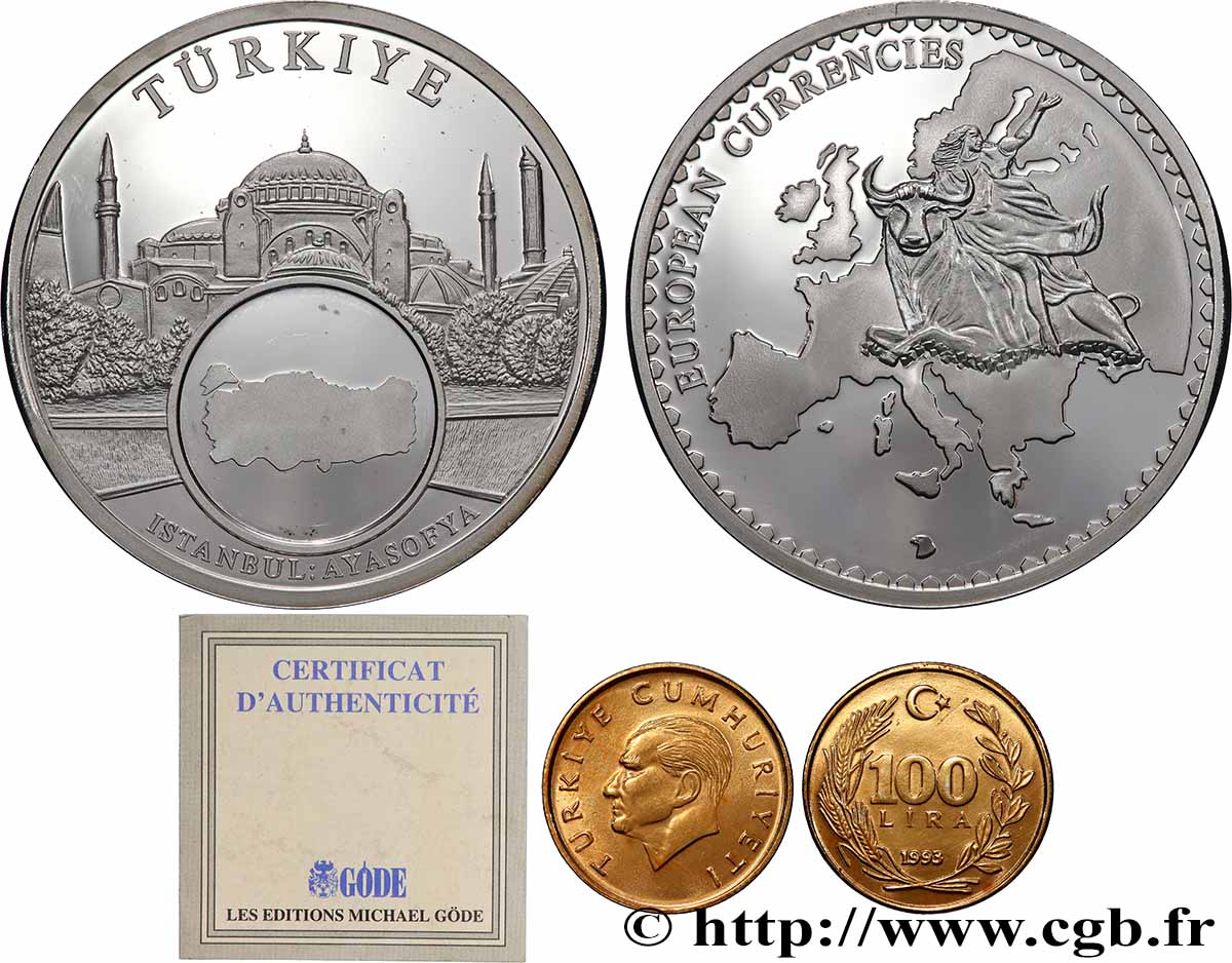 EUROPE Médaille, European Currencies, Turquie TTB+