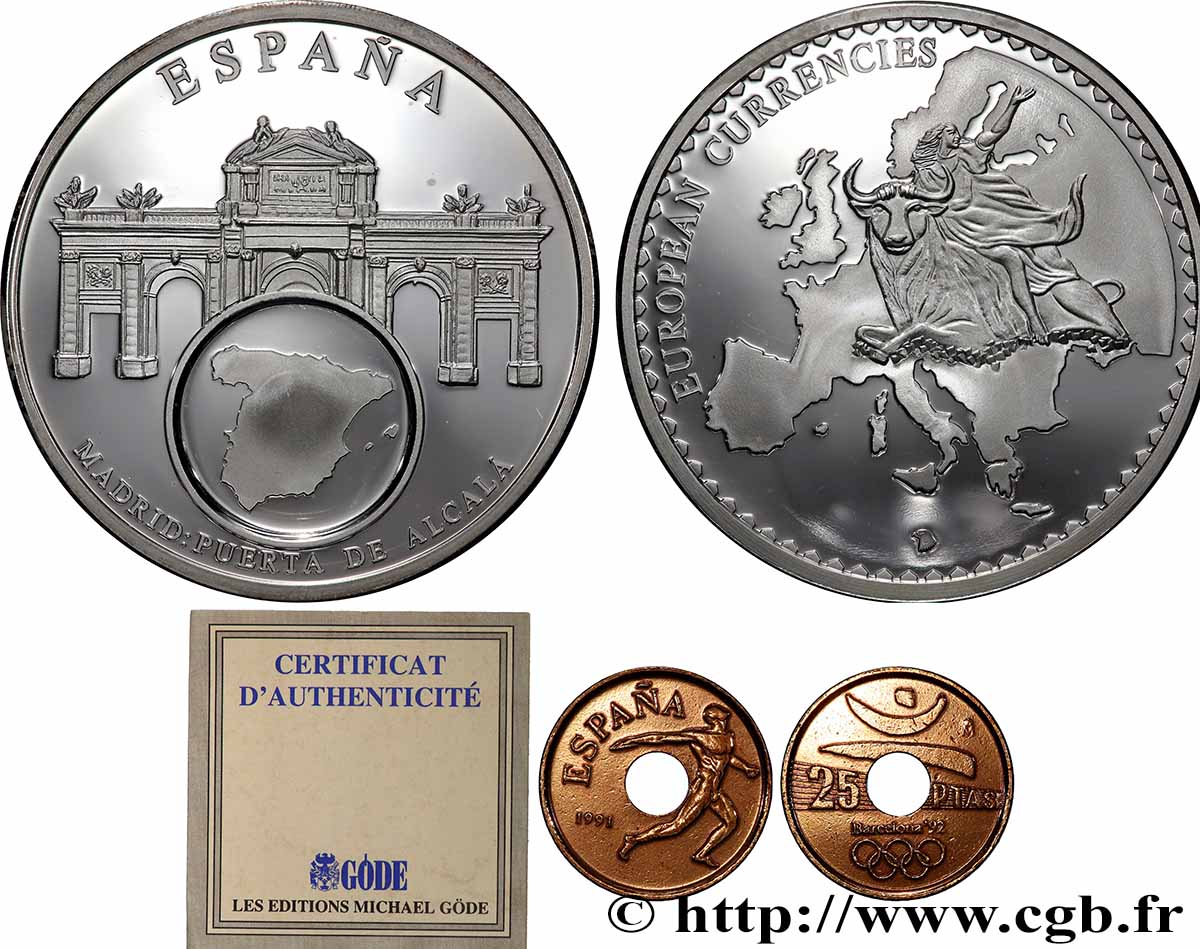 EUROPA Médaille, European Currencies, Espagne VZ