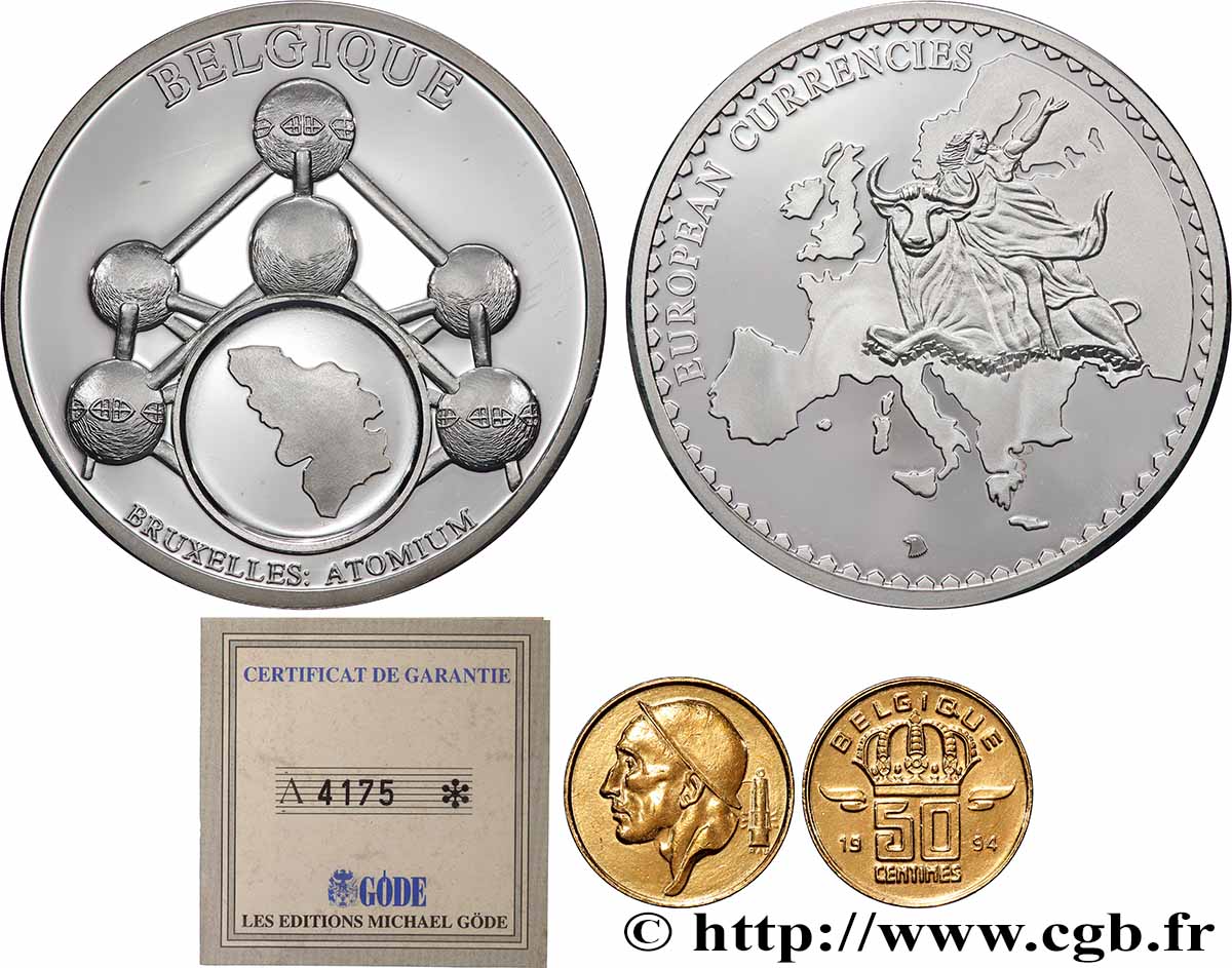 EUROPA Médaille, European Currencies, Belgique SPL