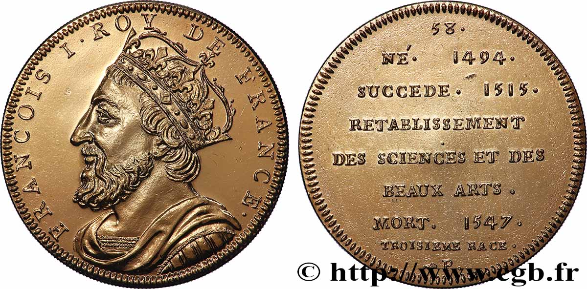 SÉRIE MÉTALLIQUE DES ROIS DE FRANCE Médaille, François Ier AU