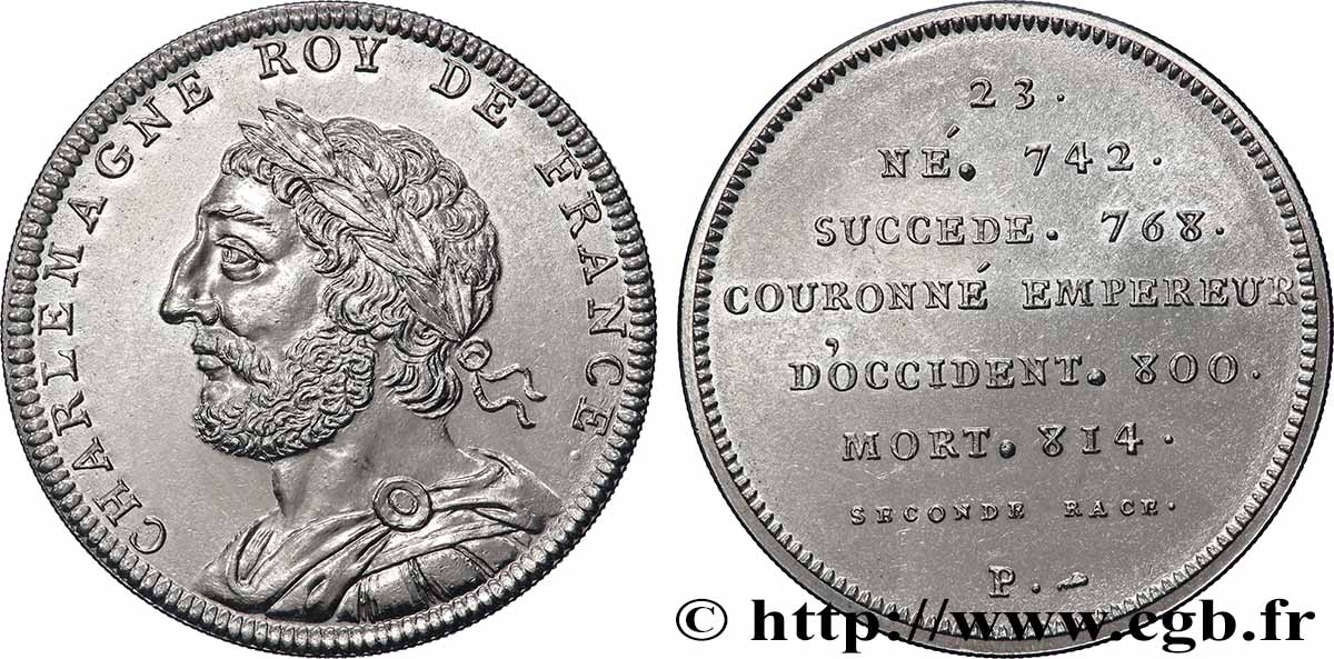 SÉRIE MÉTALLIQUE DES ROIS DE FRANCE Médaille, Charlemagne - 23 - refrappe ultra-moderne AU