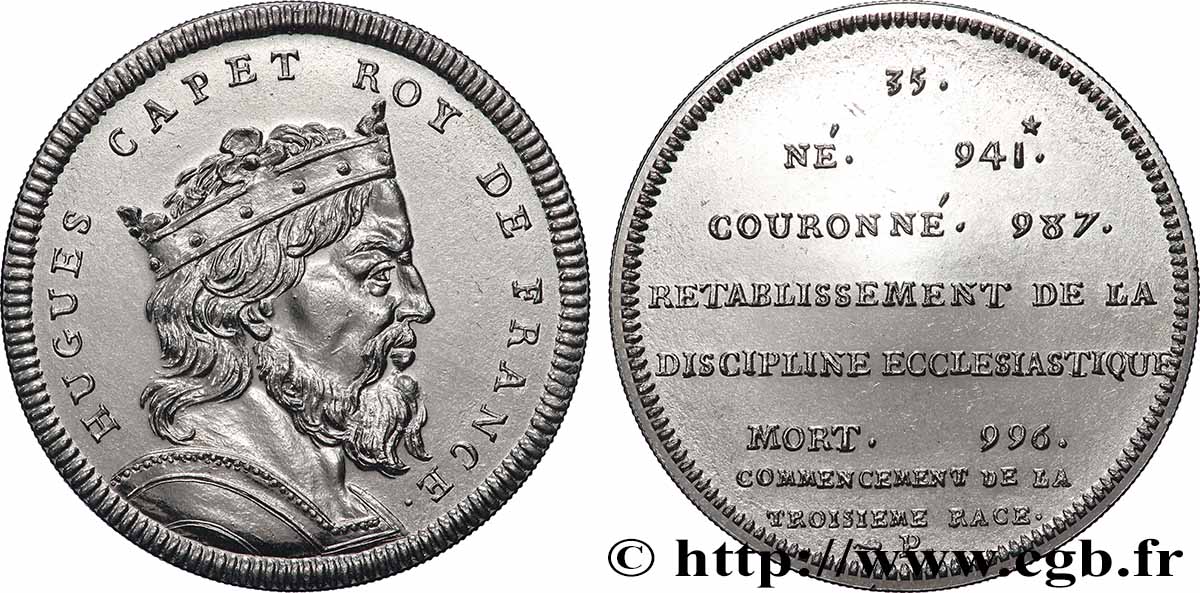 SÉRIE MÉTALLIQUE DES ROIS DE FRANCE Règne de HUGUES CAPET - 35 - refrappe ultra-moderne SUP