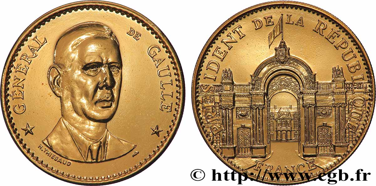 CINQUIÈME RÉPUBLIQUE Médaille, Général de Gaulle, président de la République SUP