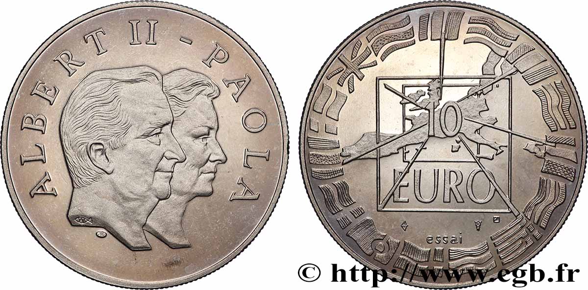 NIEDERLANDE Médaille, “Essai” 10 Euro ALBERT II - PAOLA VZ