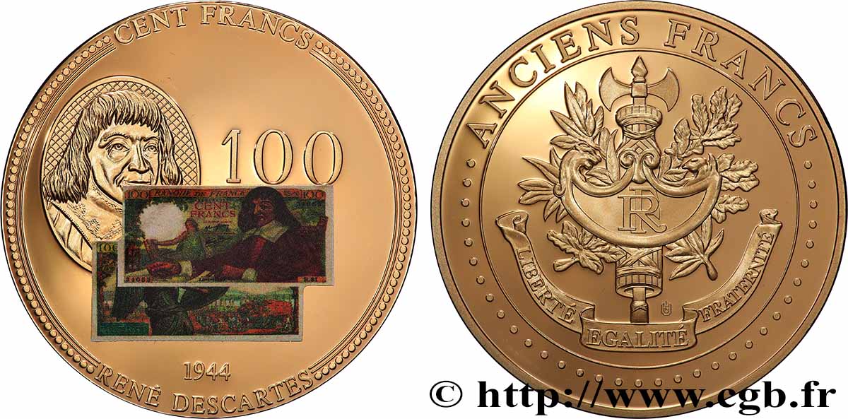 V REPUBLIC Médaille, Anciens 100 francs MS
