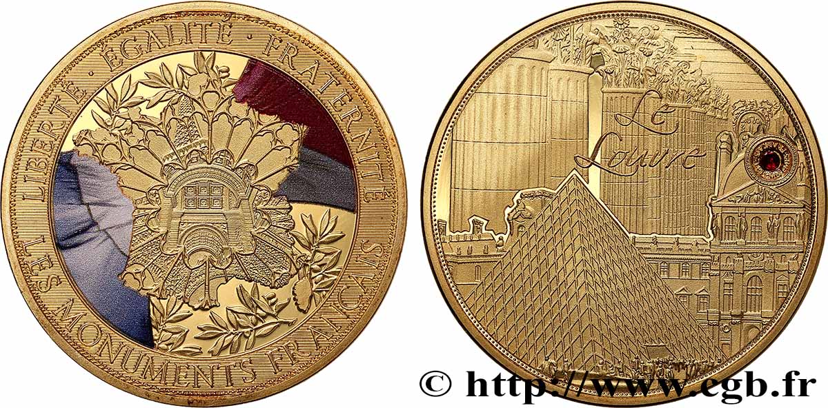 V REPUBLIC Médaille, Le Louvre Proof set