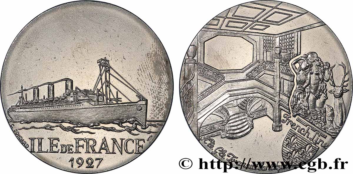 V REPUBLIC Médaille, Paquebot Ile de France AU