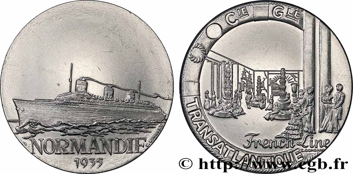 V REPUBLIC Médaille, Paquebot Normandie AU