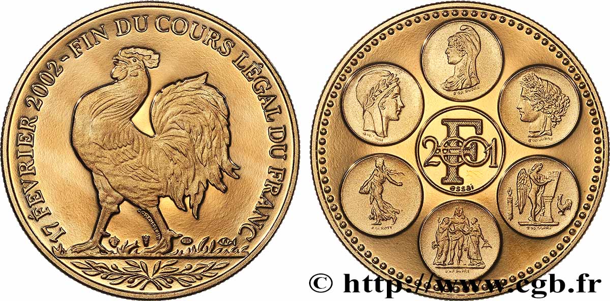 V REPUBLIC Médaille, Essai, Fin du cours légal du Franc Proof set