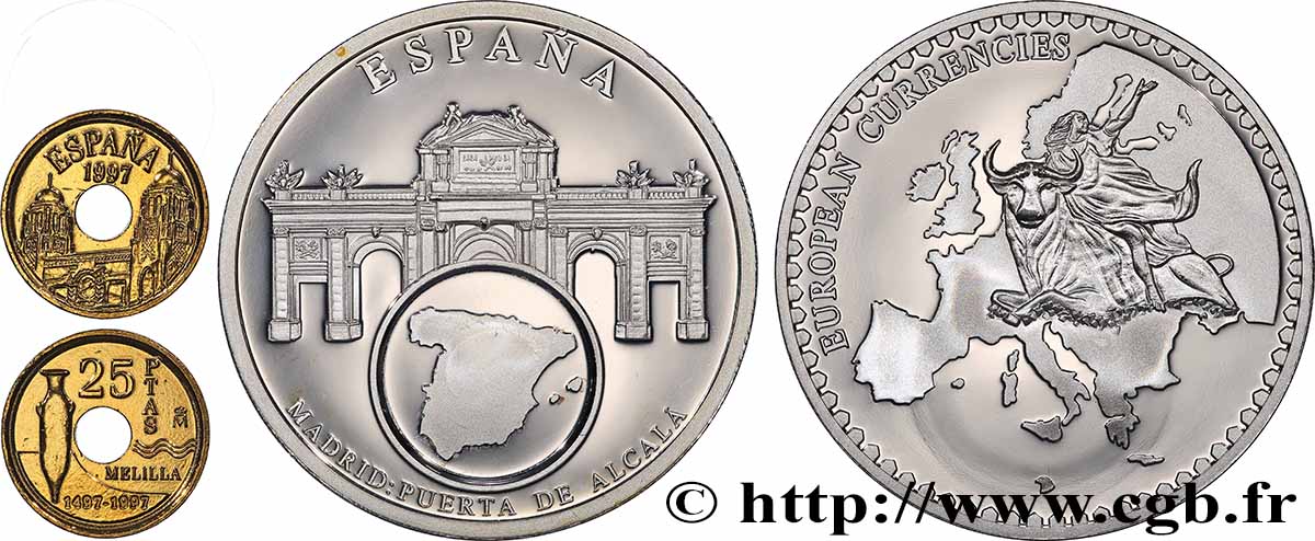 EUROPA Médaille, European Currencies, Espagne AU