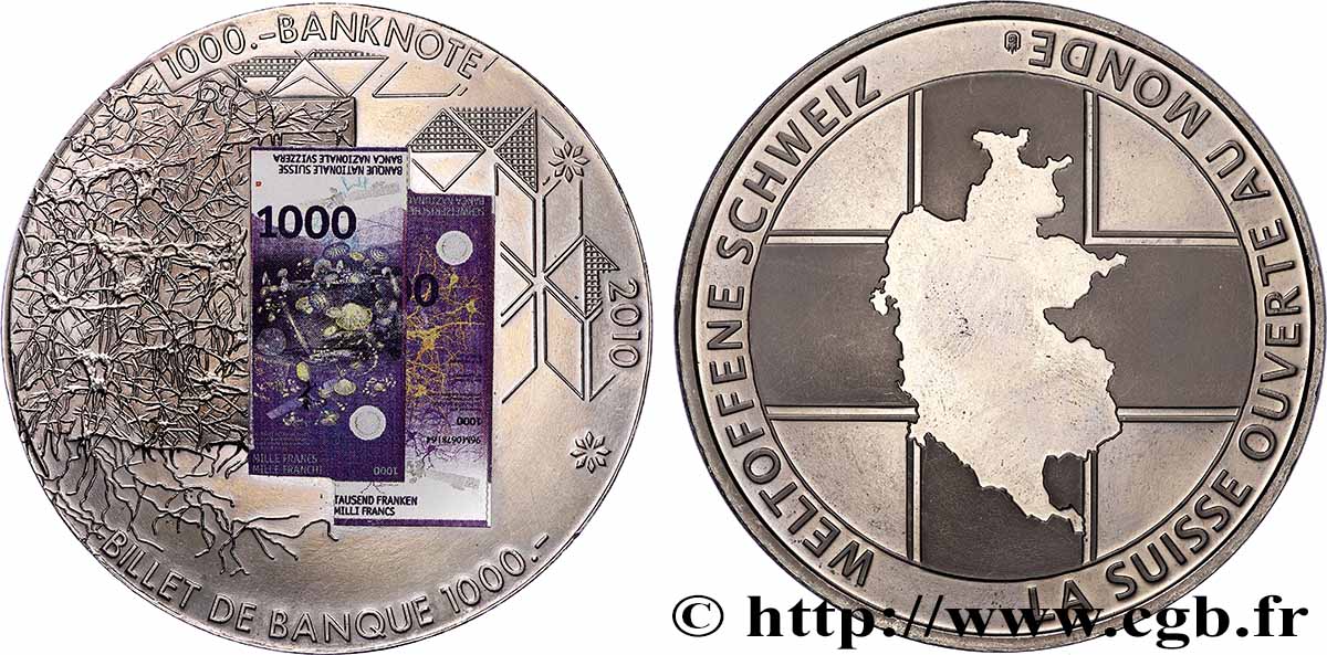 SWITZERLAND Médaille, Billet de 1000 francs AU