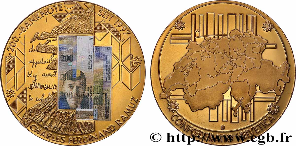 SUISSE Médaille, Commémoration des billets de banque TTB+