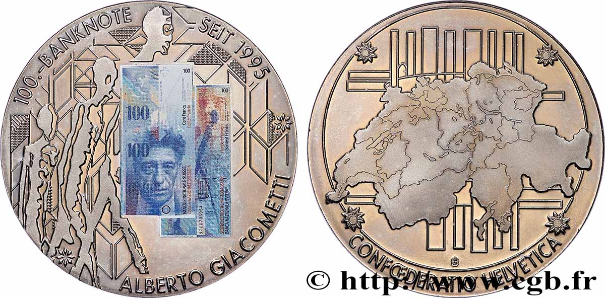 SUISSE Médaille, Commémoration des billets de banque TTB+