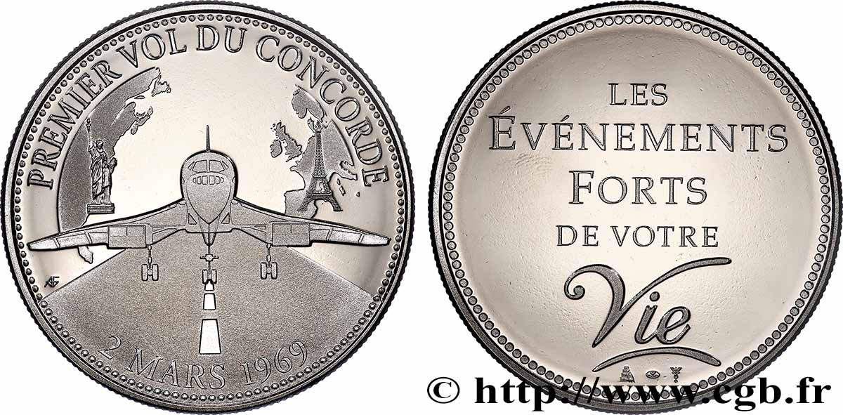 AÉRONAUTIQUE - AVIATION : AVIATEURS & AVIONS Médaille, Premier vol du Concorde BE