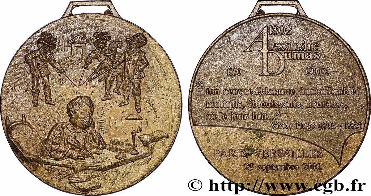 V REPUBLIC Médaille, Bicentenaire de la naissance d’Alexandre Dumas AU