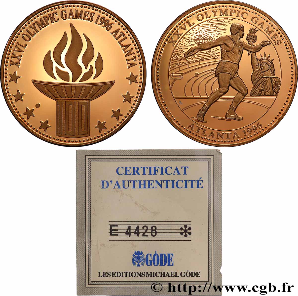 JEUX OLYMPIQUES Médaille, Jeux Olympiques d été d Atlanta, Disque Polierte Platte