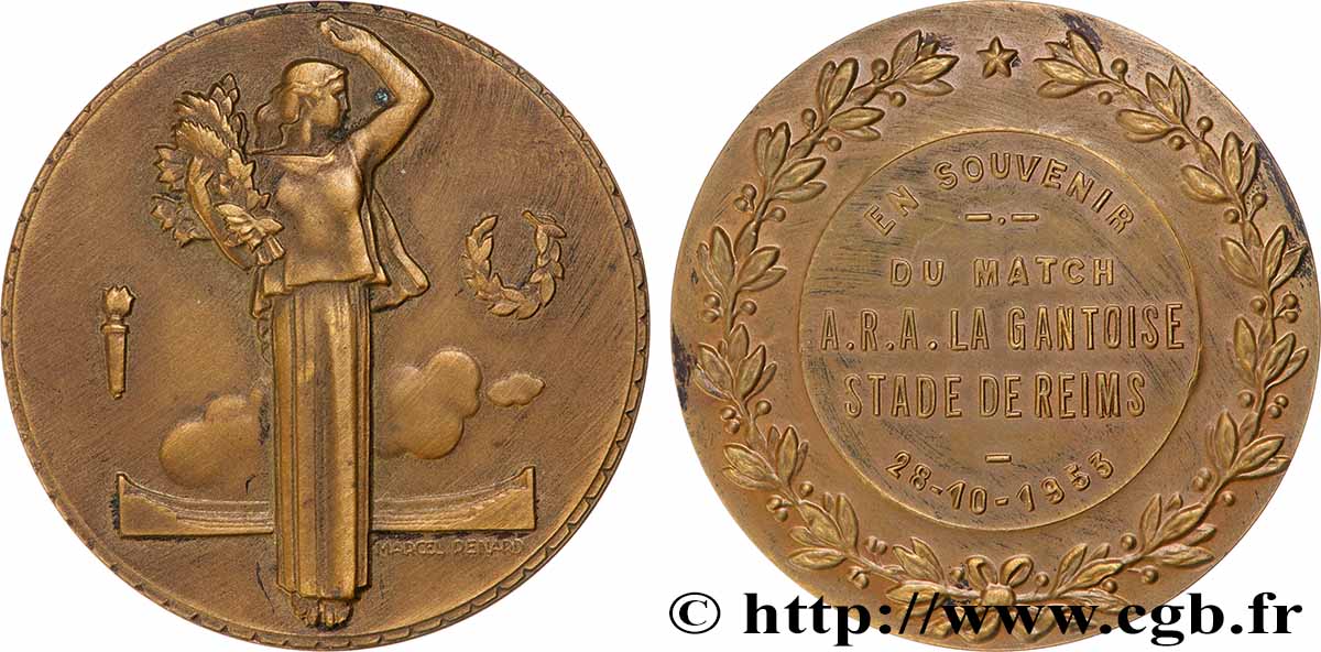 VIERTE FRANZOSISCHE REPUBLIK Médaille, En souvenir du match, Stade de Reims fVZ/VZ