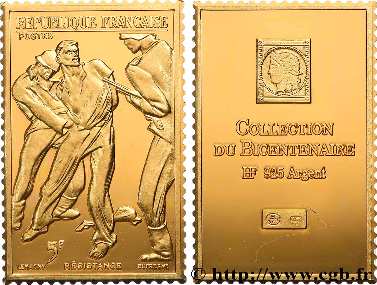 QUINTA REPUBLICA FRANCESA Plaque, Collection du bicentenaire, Résistance SC