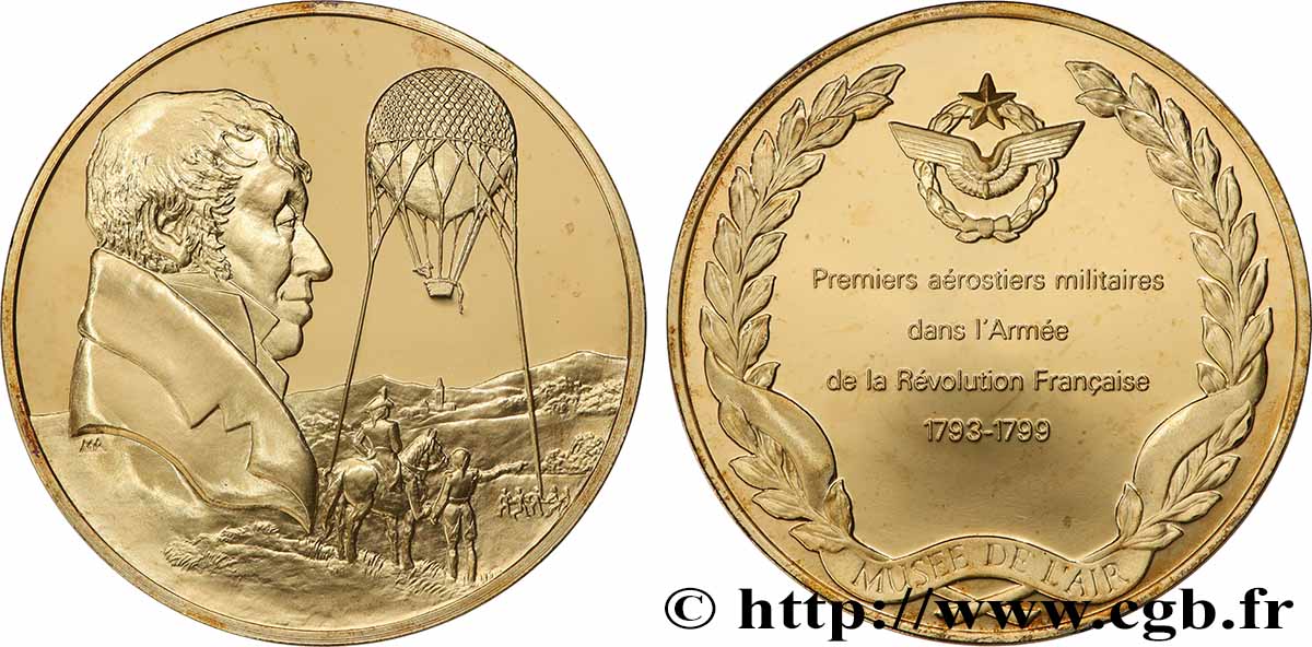 AERONAUTICS - AVIATION : AVIATORS & AIRPLANES Médaille, L’Histoire de la Conquête de l’Air, Premiers aérostiers militaires AU